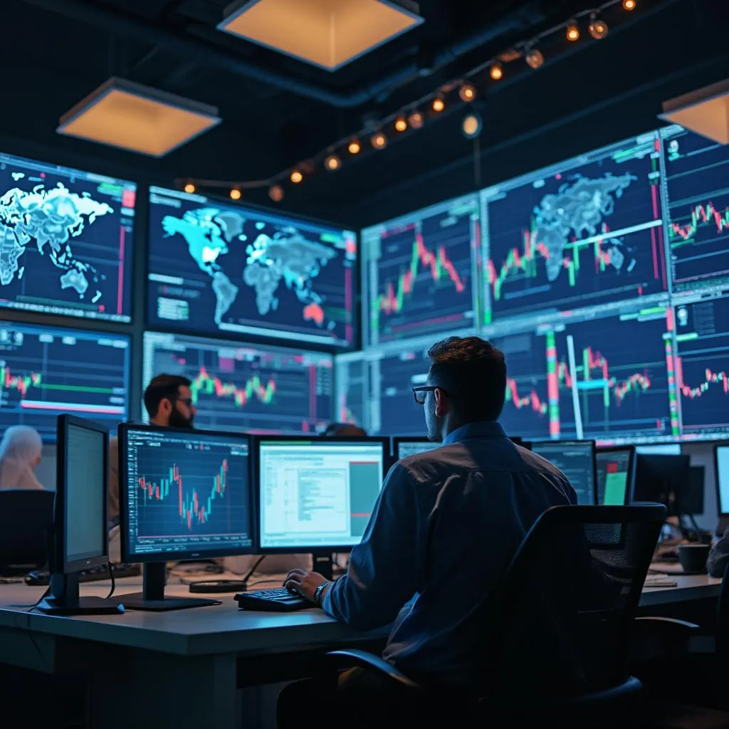 Vista de la sala de análisis financiero