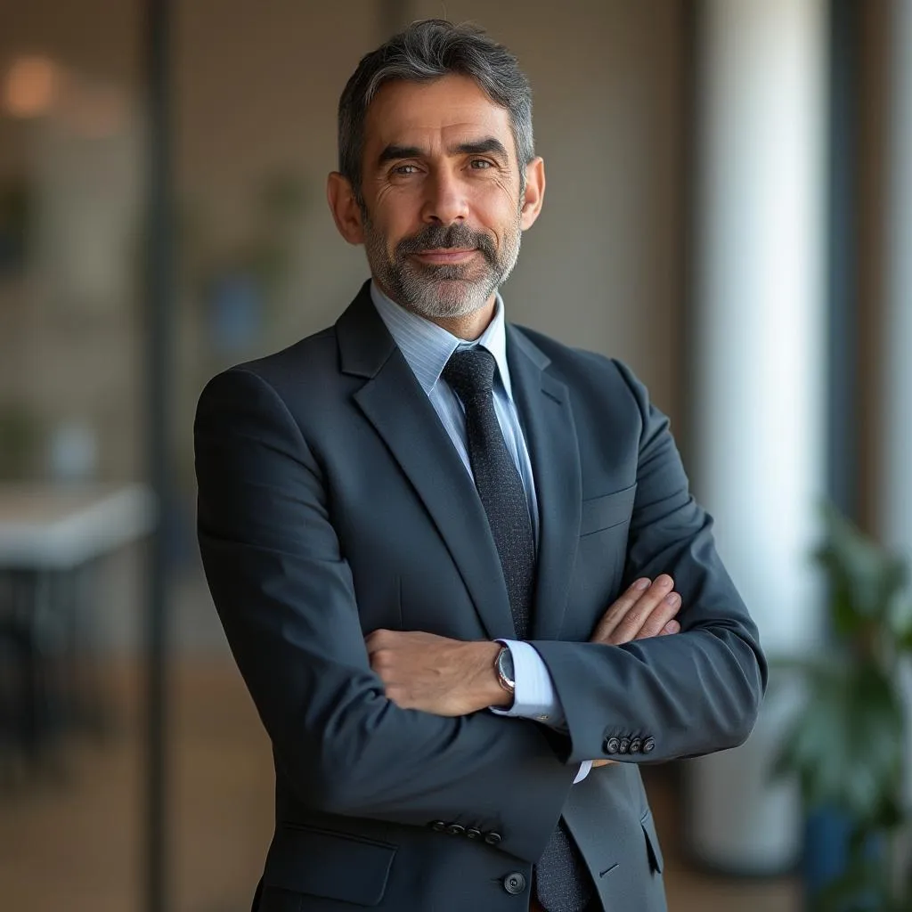 Empresario exitoso con asesoramiento financiero